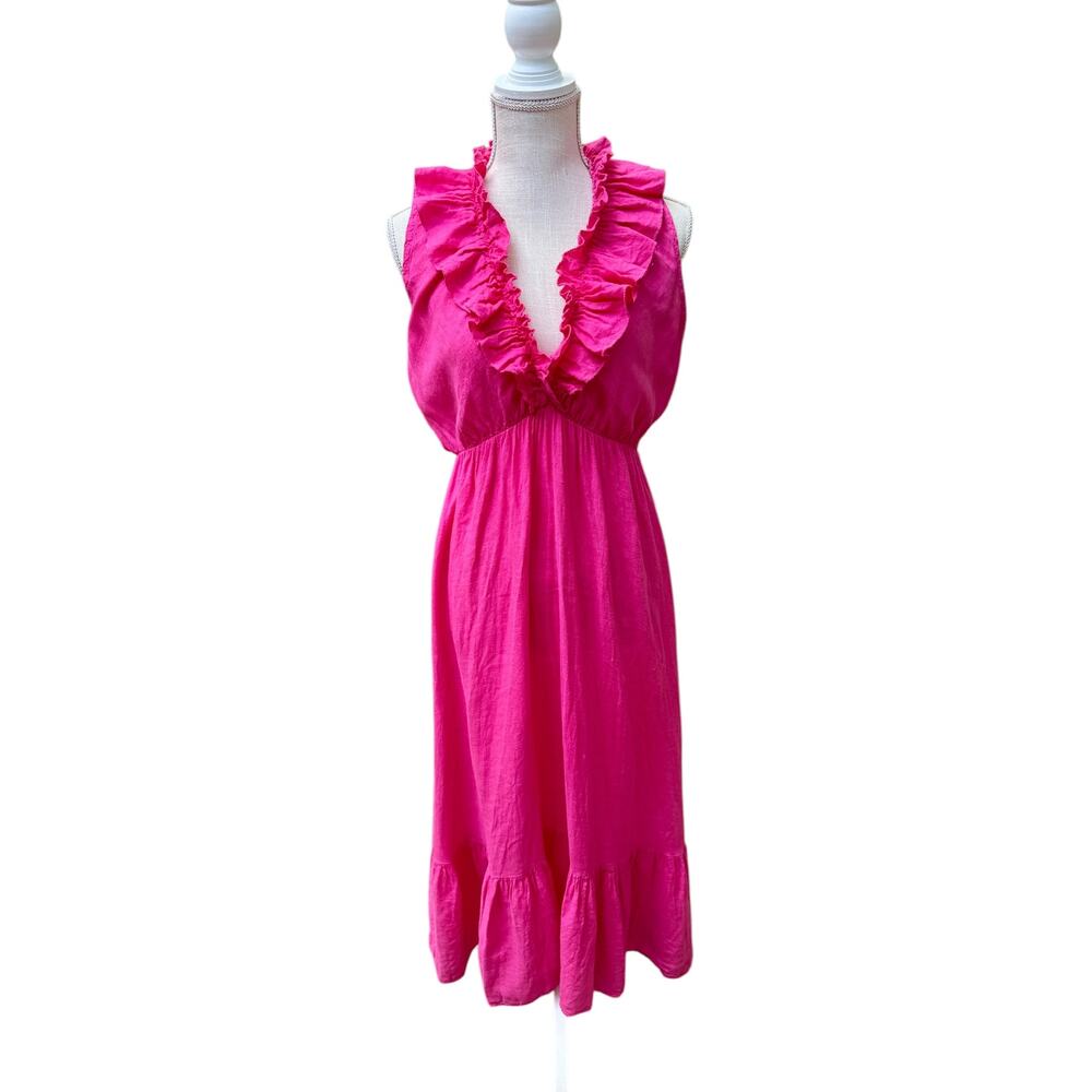 Puro Lino Fuschia Linen Resort Dress SZ M